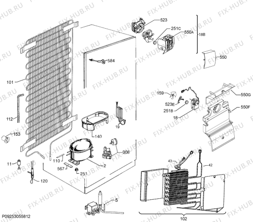 Взрыв-схема холодильника Ikea ISANDE 20282372 - Схема узла Cooling system 017